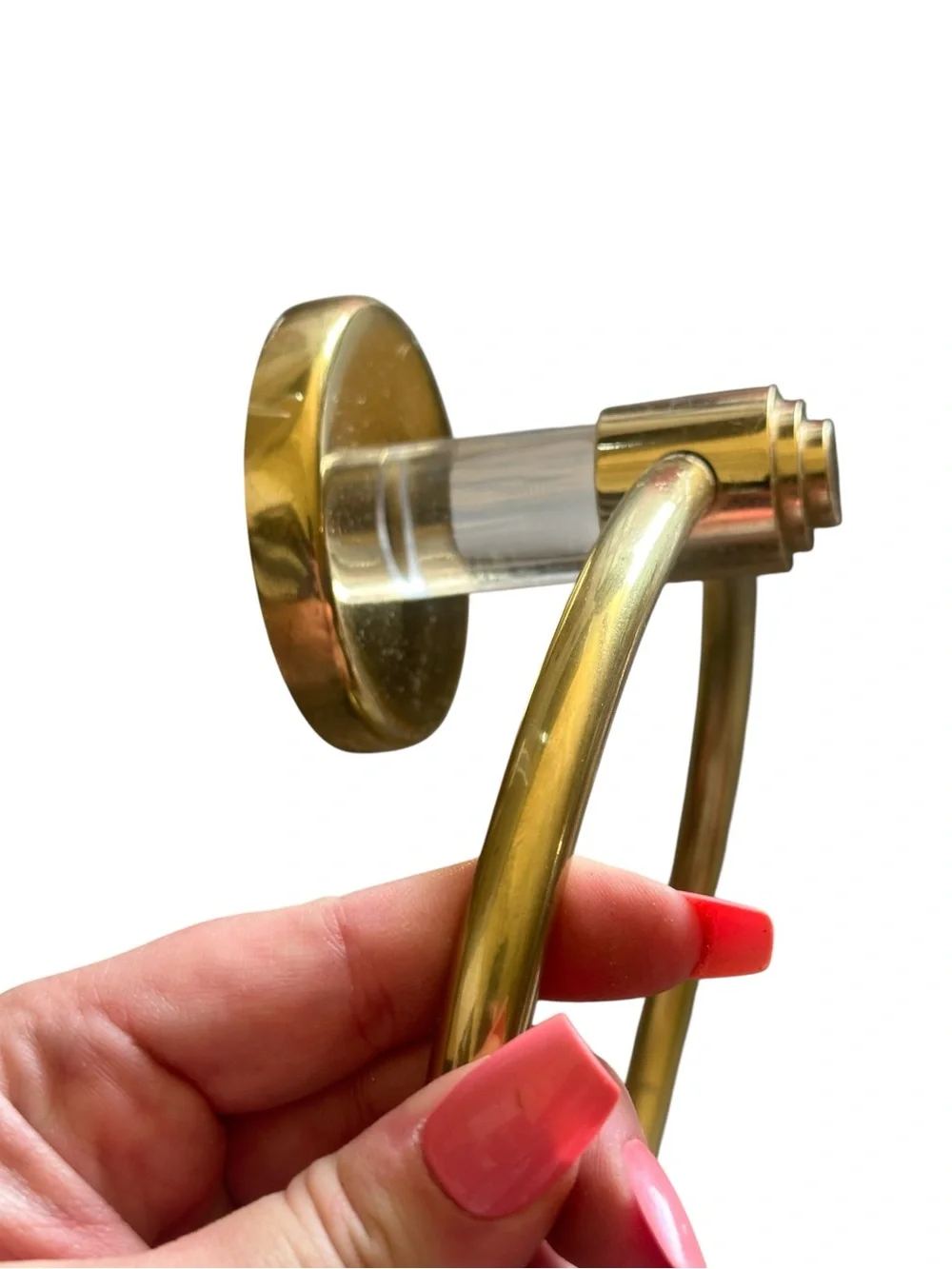 Vtg Acrylic Lucite Towel Holder Toilet Paper Brass Hanger Bathroom Decor READ